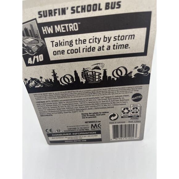 2020 Hot Wheels SURFIN' SCHOOL BUS HW Metro Series 4/10 - Picture 6 of 6